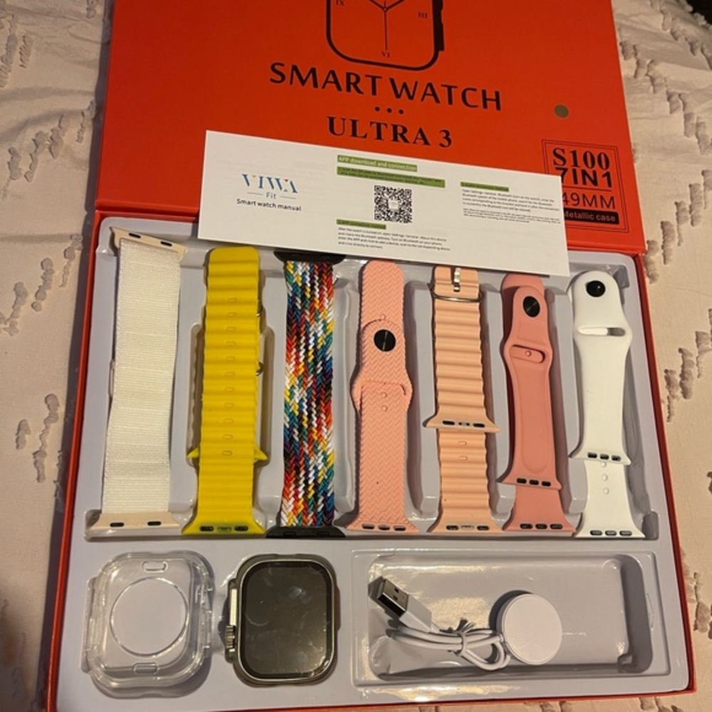 Smartwatch Ultra 3 - Silver with Multi-Color Bands
